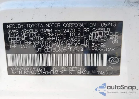 2013 Lexus Gs 350 из США, поврежденный, VIN JTHCE1BL6D5017324